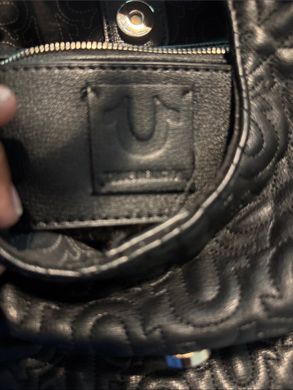 True Religion Black Quilted Shoulder Bag with Gold Accent - Picture 5 of 5